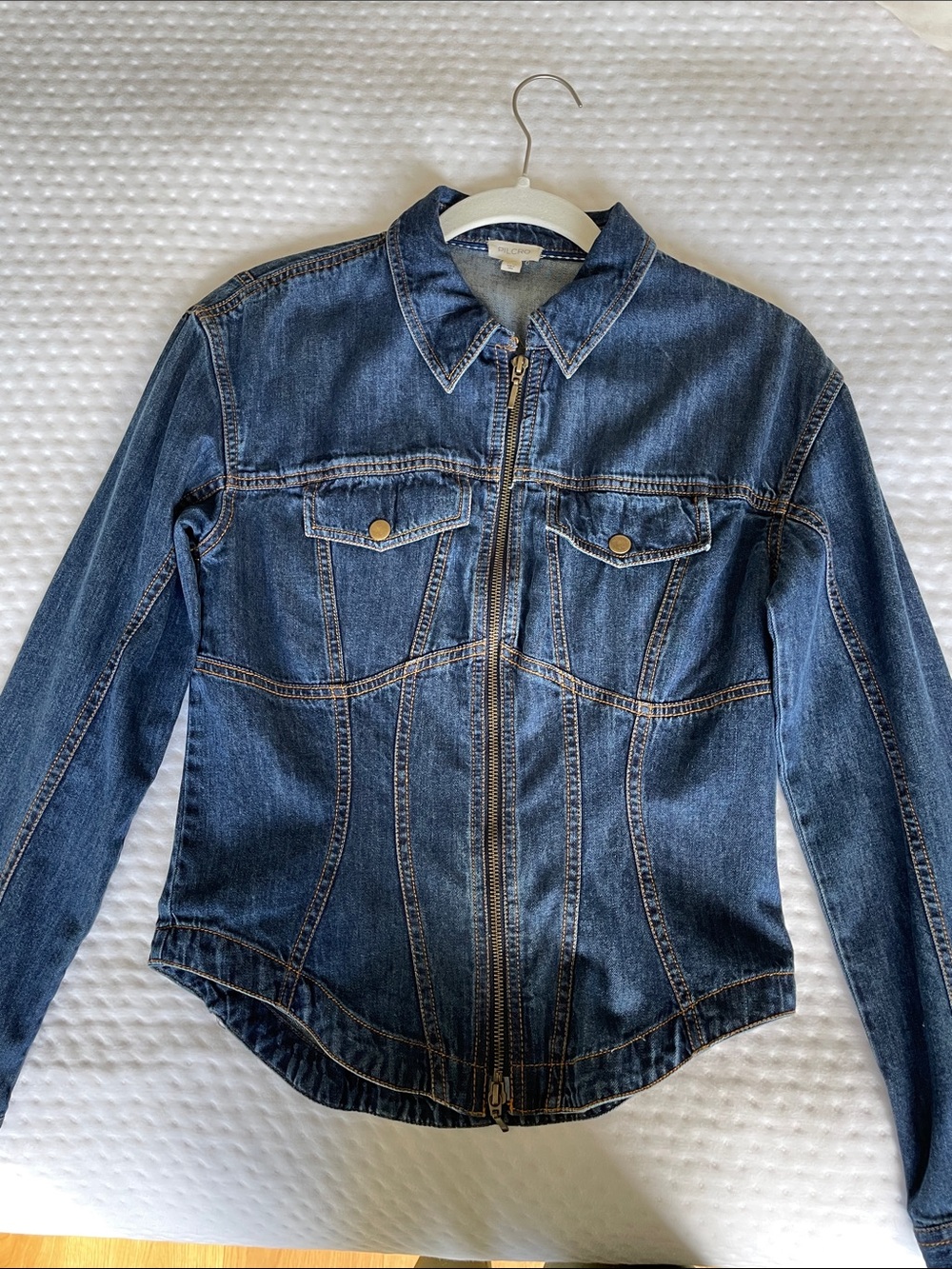Pilcro Dark Blue Zip-Front Denim Jacket - Picture 4 of 5